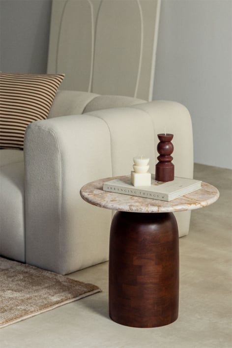 Ronde bijzettafel Ø40 cm Alliser - Bruin – donker hout