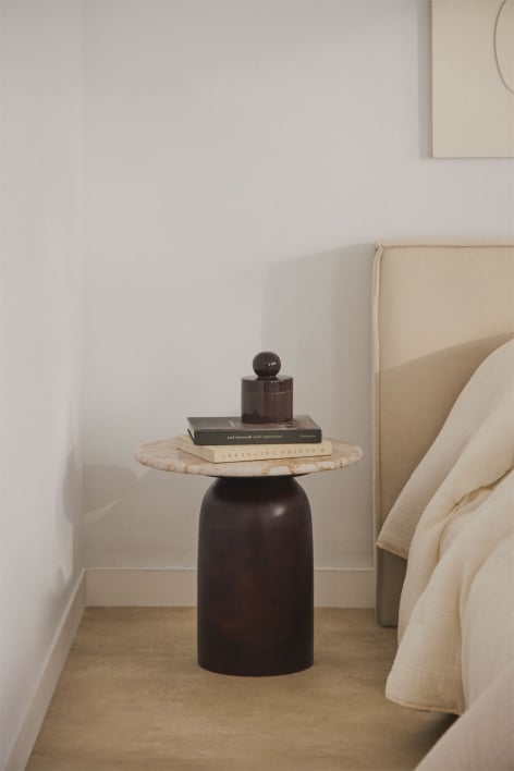 Ronde nachtkast Ø40 cm Alliser - Bruin – donker hout