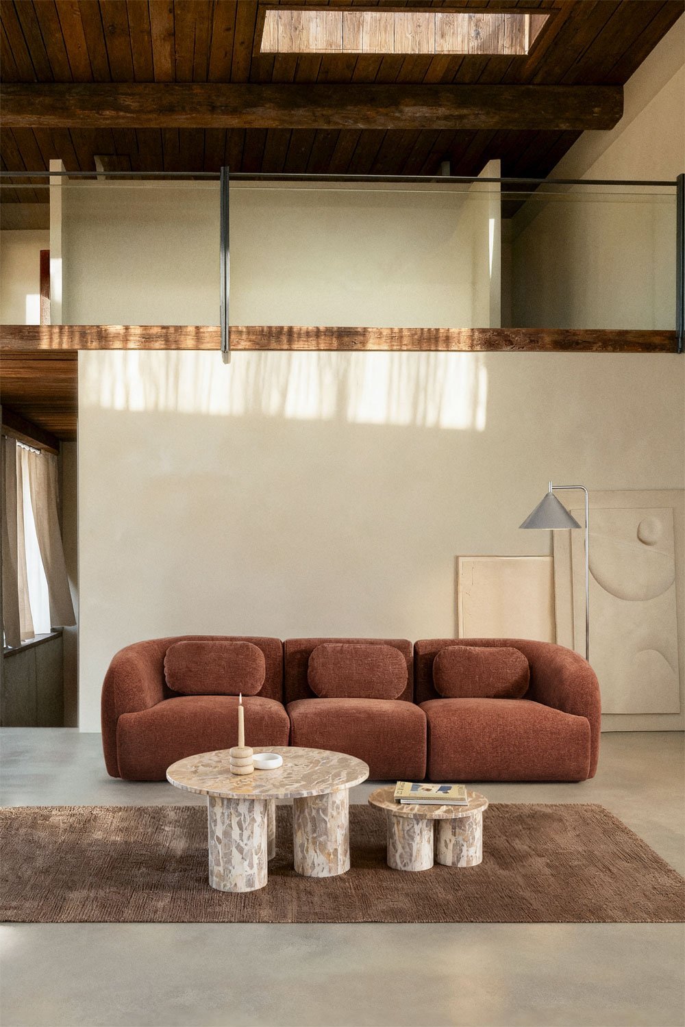 3-delige modulaire bank in chenille Coquette, galerij beeld 1