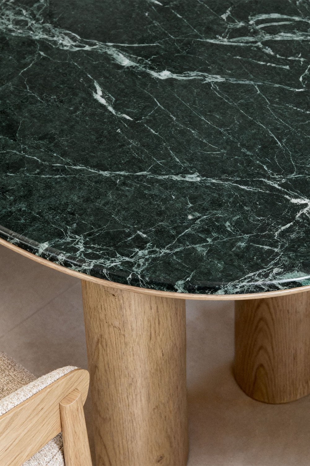 Ovalen eettafel 200x105 cm in MDF en marmer Dayana, galerij beeld 2