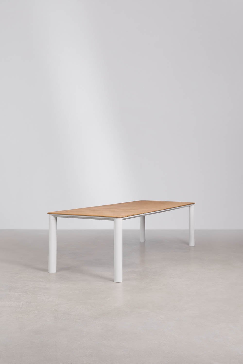 Rechthoekige tuintafel van aluminium en teakhout Sirka, galerij beeld 2