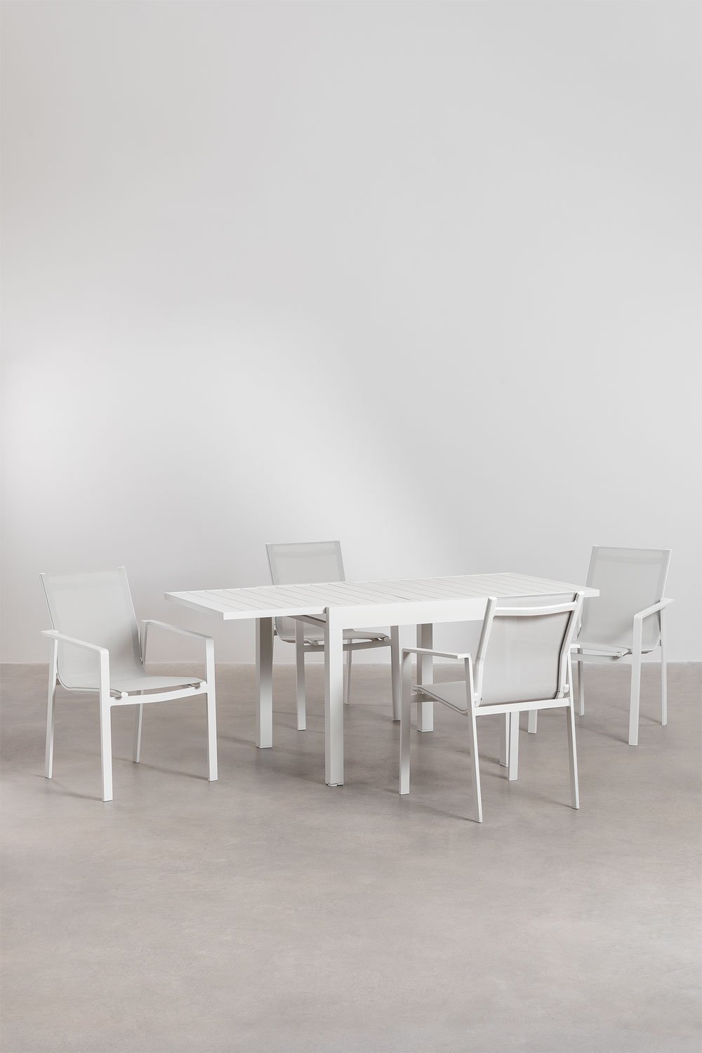 Starmi aluminium uitschuifbare tafelset 90x180-90 cm en 4 Eika tuinstoelen, galerij beeld 3