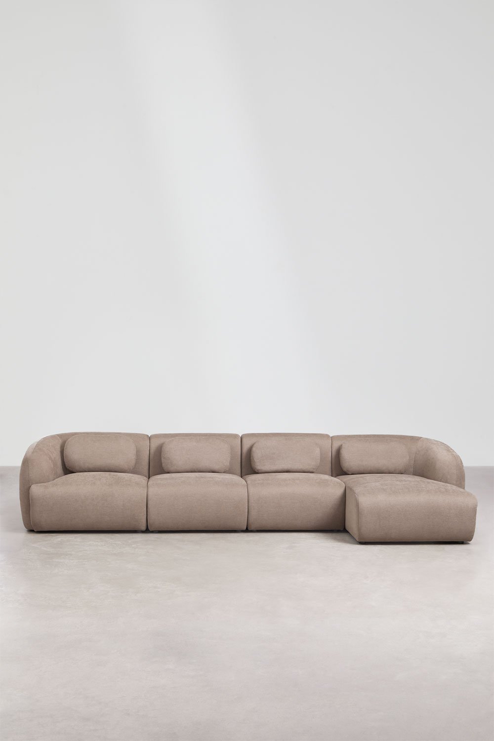 4-delige modulaire rechter chaise longue bank in chenille Coquette, galerij beeld 5