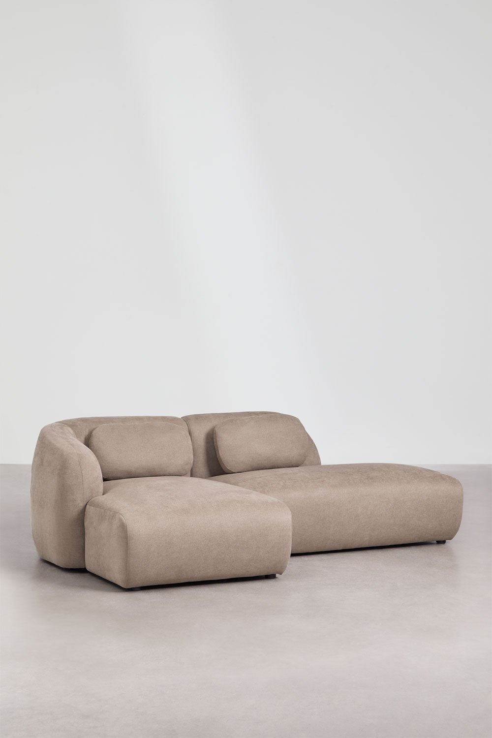 2-delige linker modulaire chaise longue bank met rechter divan in chenille Coquette, galerij beeld 3