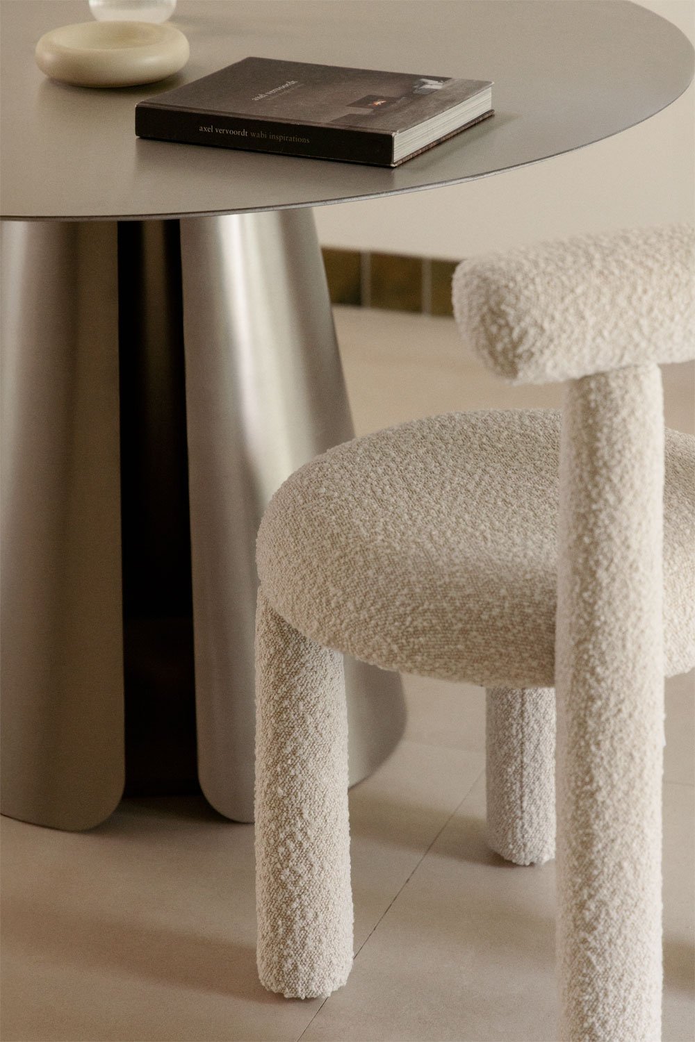 Set van 2 eetkamerstoelen in bouclé stof Gia, galerij beeld 2