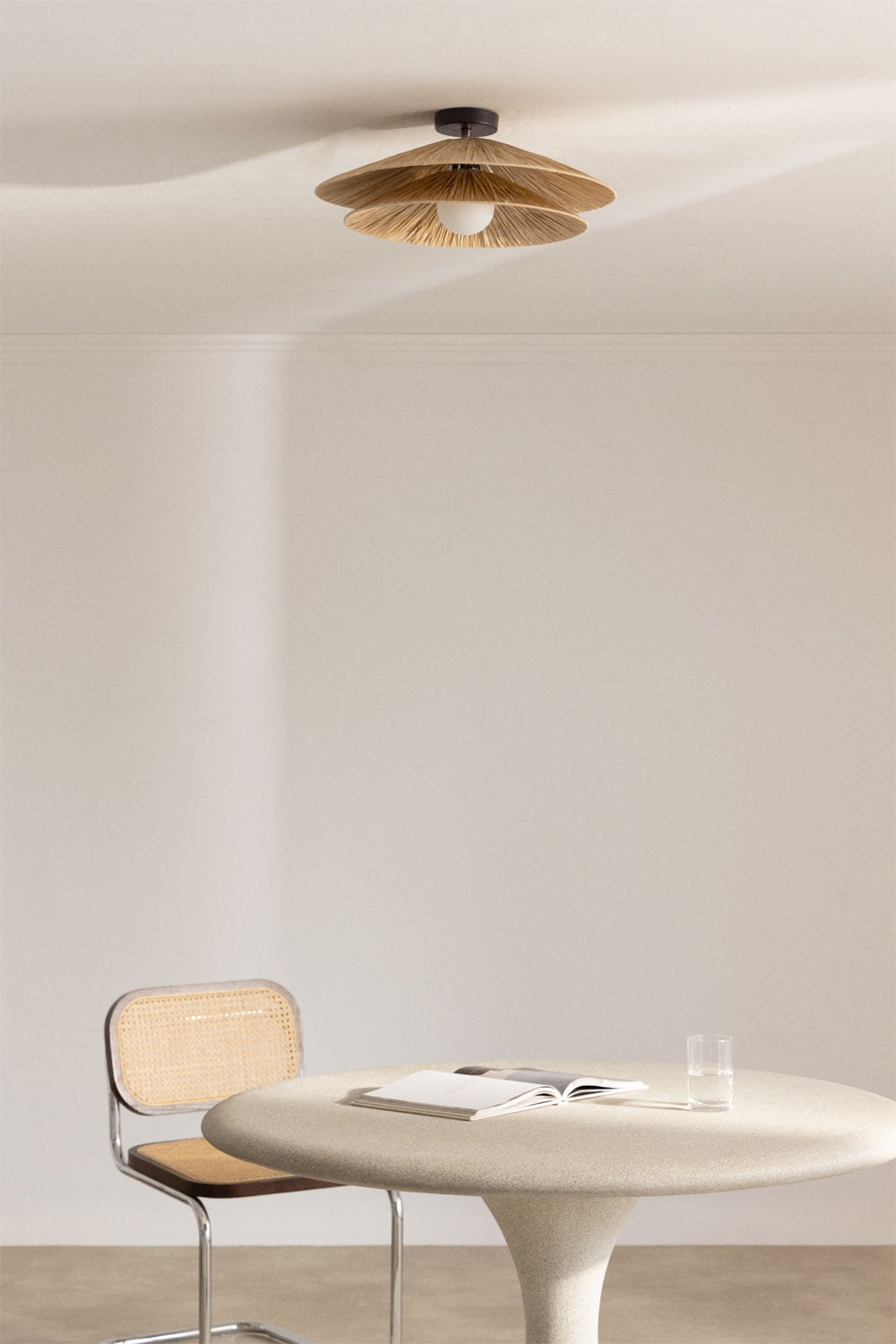 Plafondlamp Ø50 cm in raffia Aislin, galerij beeld 1