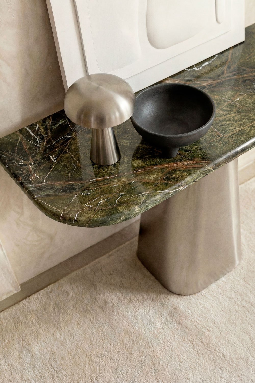 Moreila halfronde console 120x40 cm in natuursteen en roestvrij staal, galerij beeld 2