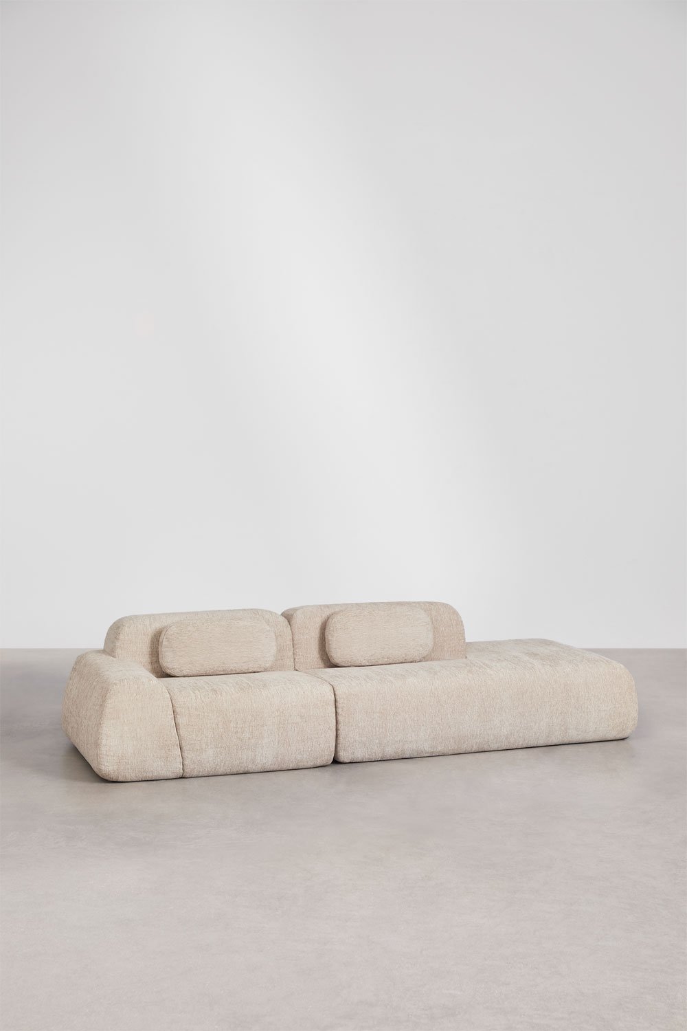 Modulaire hoekbank van 2 delen met rechter divan in vacuüm verpakte chenille Merida, galerij beeld 4