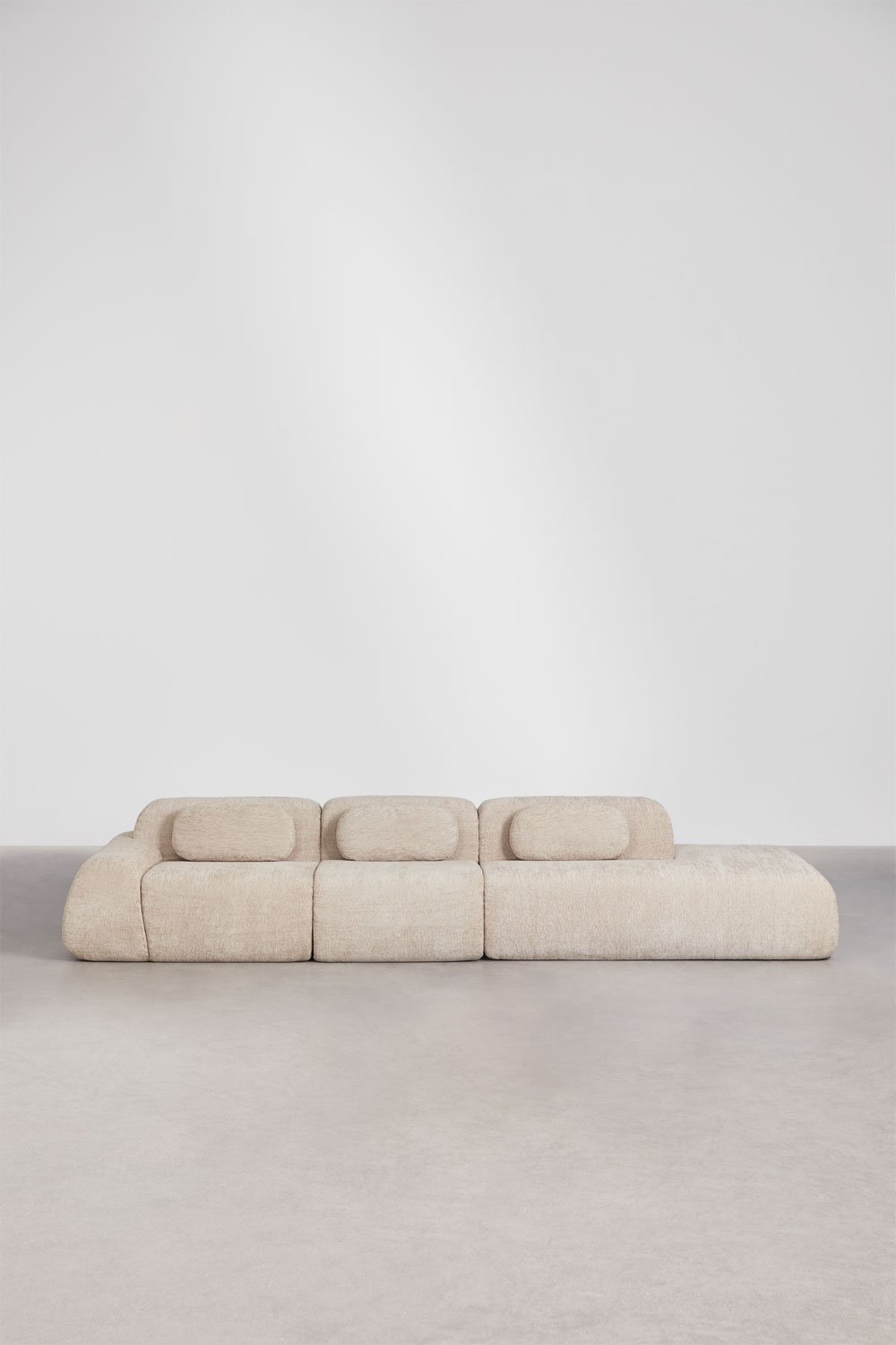 Modulaire hoekbank van 3 delen met rechter divan in vacuüm verpakte chenille Merida, galerij beeld 5