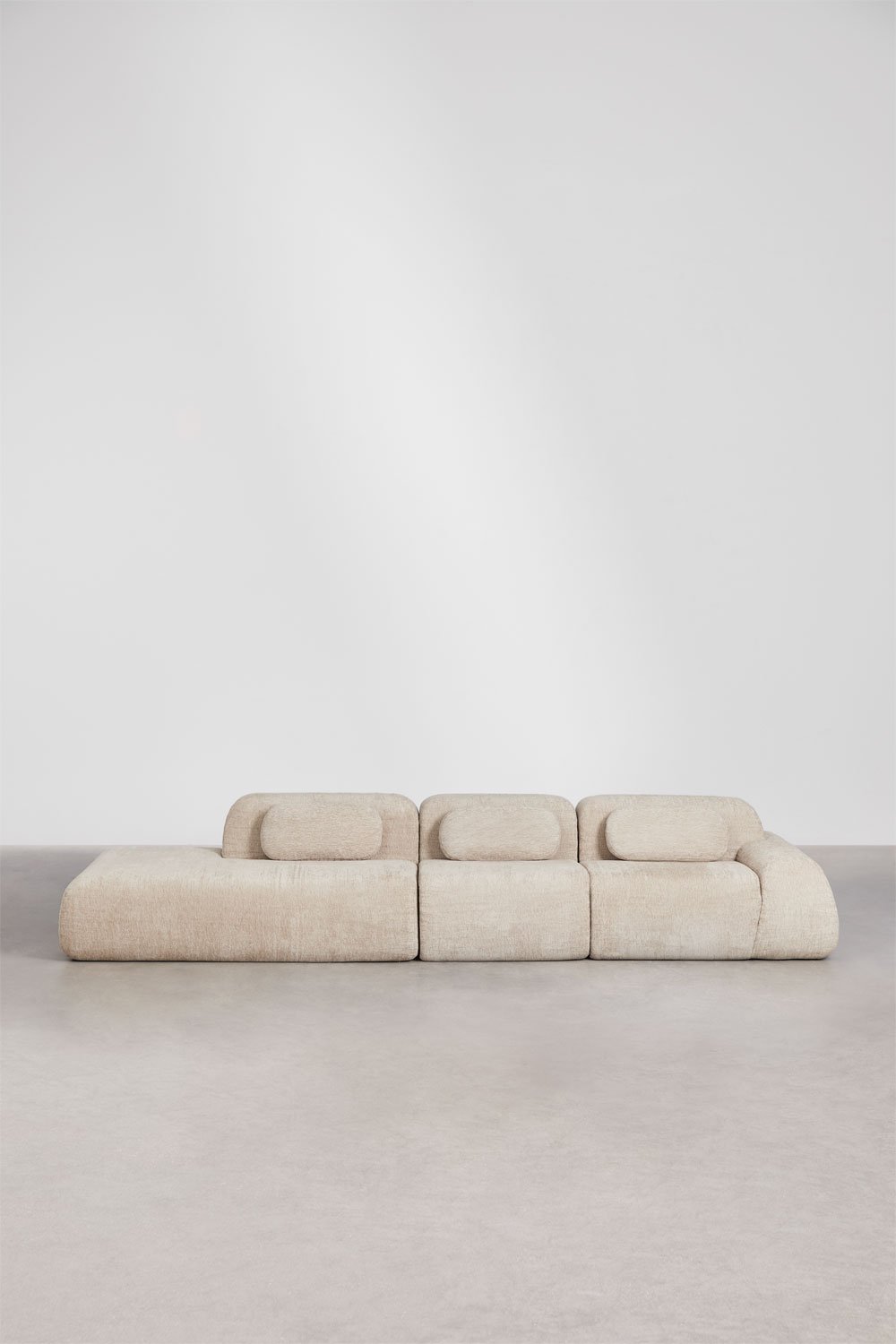 Modulaire hoekbank van 3 delen met linker divan in vacuüm verpakte chenille Merida, galerij beeld 5