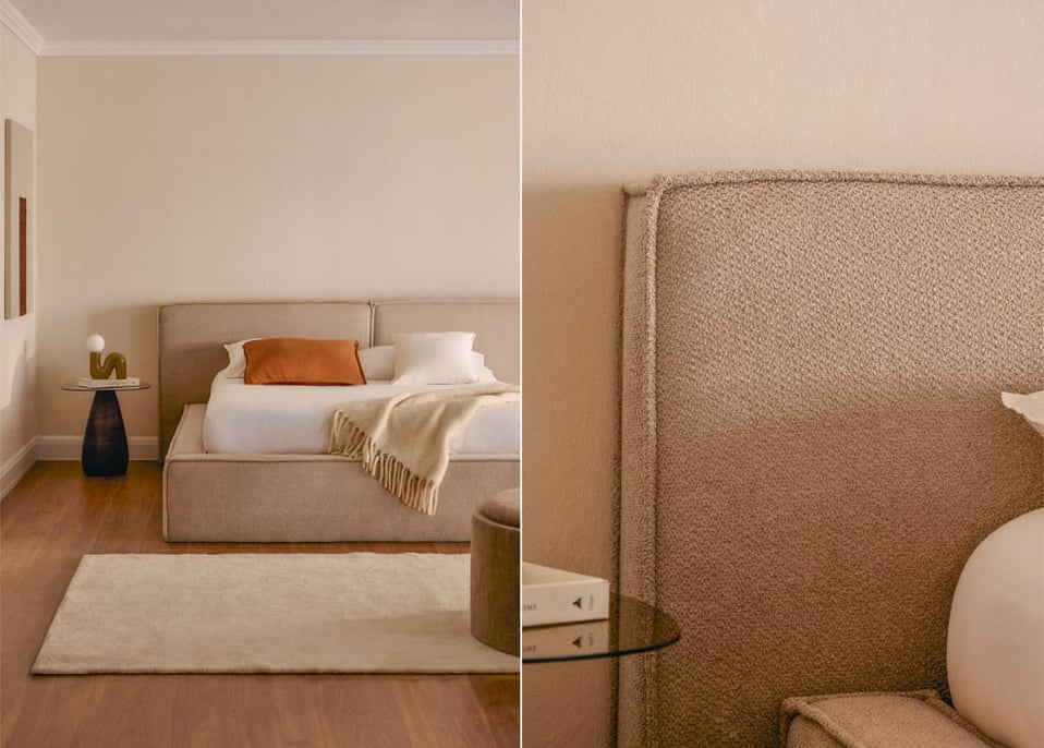 Gestoffeerd bed met opbergruimte Lunari