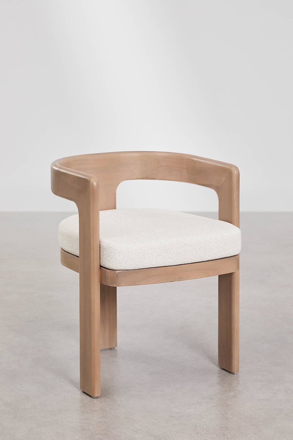 Set van een rechthoekige tafel 220x100 cm van acaciahout Mirelen en 8 tuinstoelen van acaciahout en bouclé stof Kandroa, galerij beeld 6