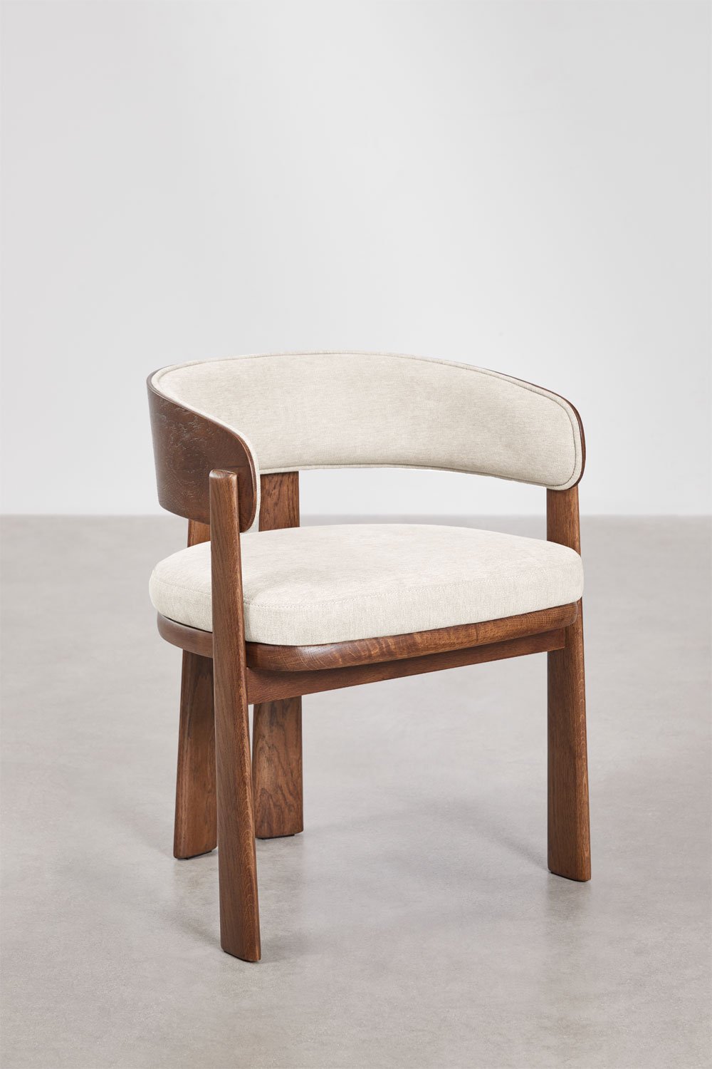 Set van 4 eetkamerstoelen met armleuningen van eikenhout en bekleed Olea Signature, galerij beeld 3