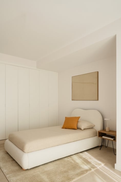 Bed met opklapbare boxspring Winselet - Chenille Ivoorwit