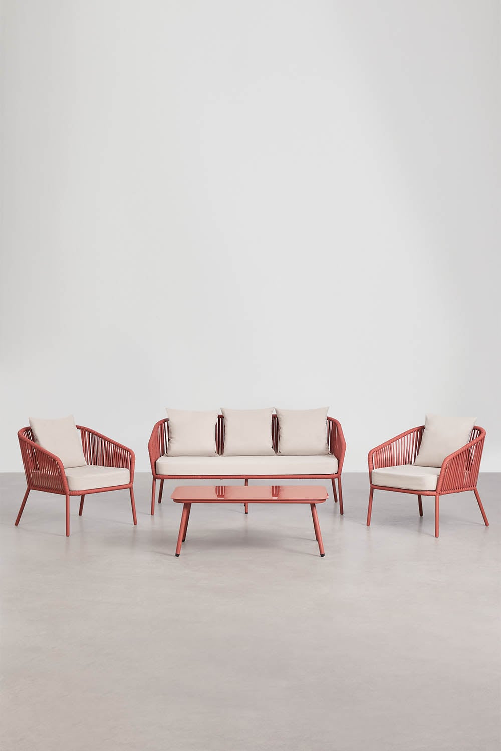 Tuinset met 2-zitsbank, 2 stoelen van gevlochten touw en salontafel Arhiza, galerij beeld 2