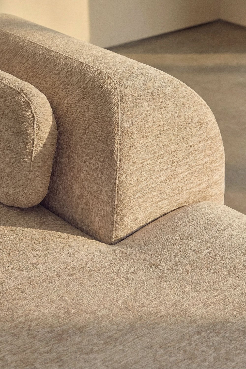 Modulaire hoekbank van 2 delen met rechter divan in vacuüm verpakte chenille Merida, galerij beeld 2