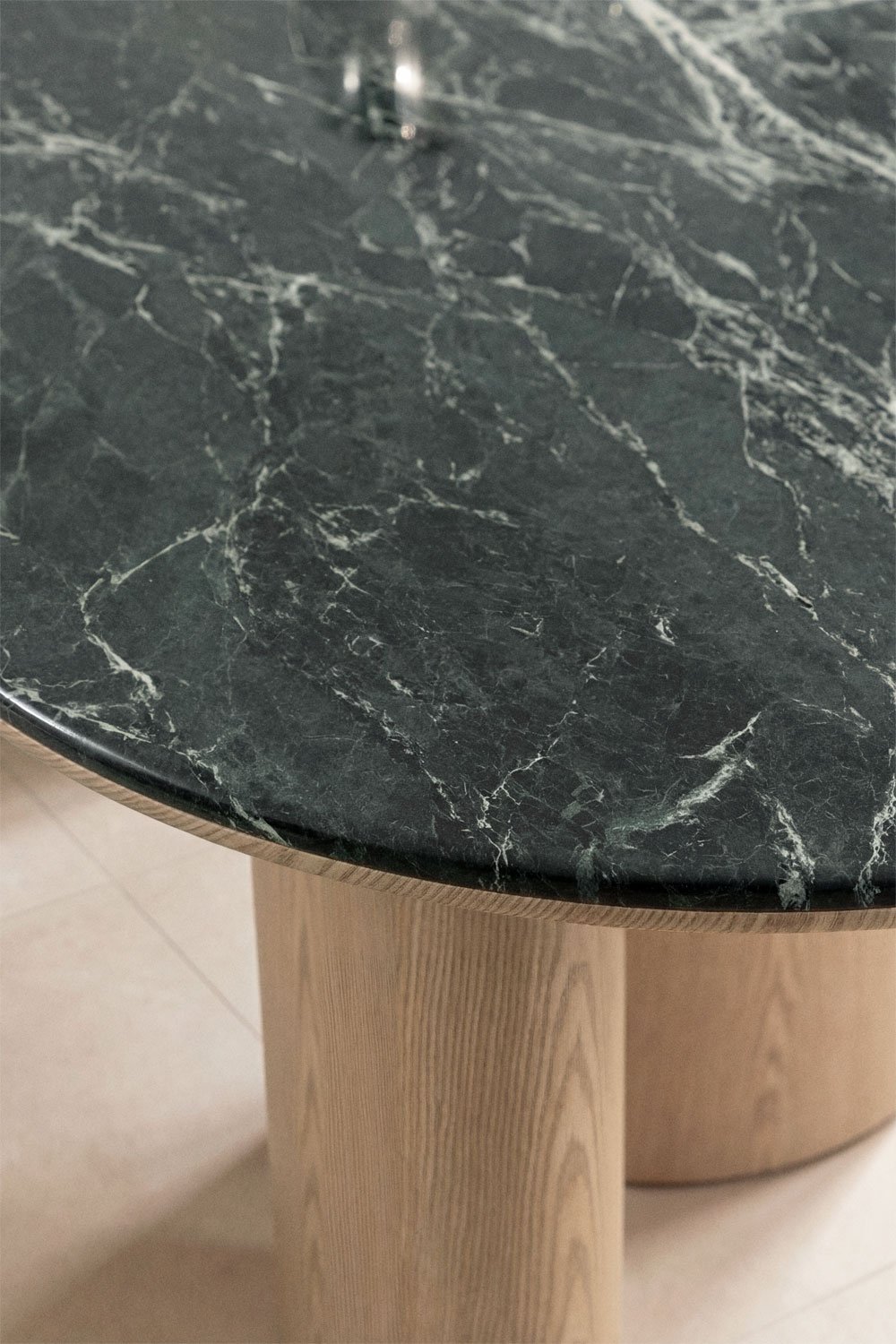 Ovale eettafel 220x100 cm in MDF en marmer Dayana, galerij beeld 2