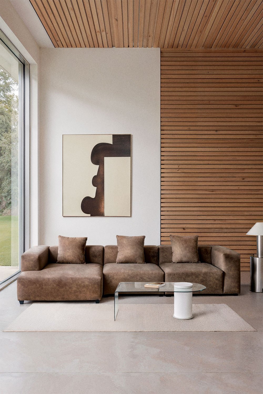 Modulaire bank met linker chaise longue van 3 delen ↔︎335 cm met hoge armleuning Bruna, galerij beeld 12