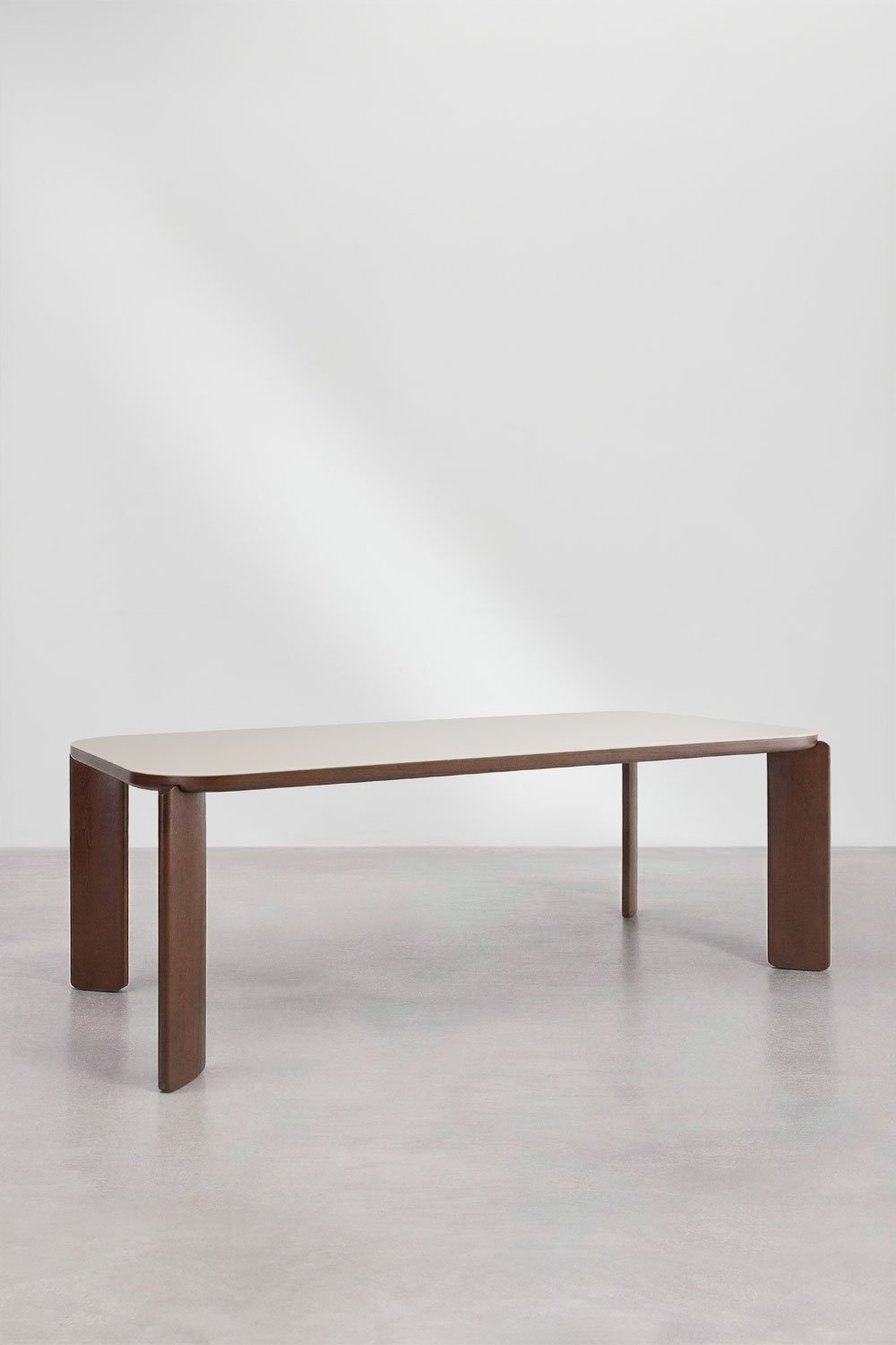 Rectangulaire eettafel 200x100 cm van gehard glas en MDF Nilea, galerij beeld 3