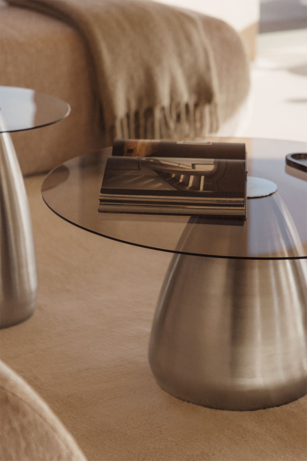 Ronde salontafel Ø80 cm van gehard glas Mariana - SKLUM