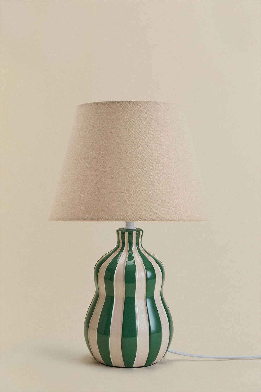 Jolira tafellamp ↑40 cm van keramiek en linnen, galerij beeld 4