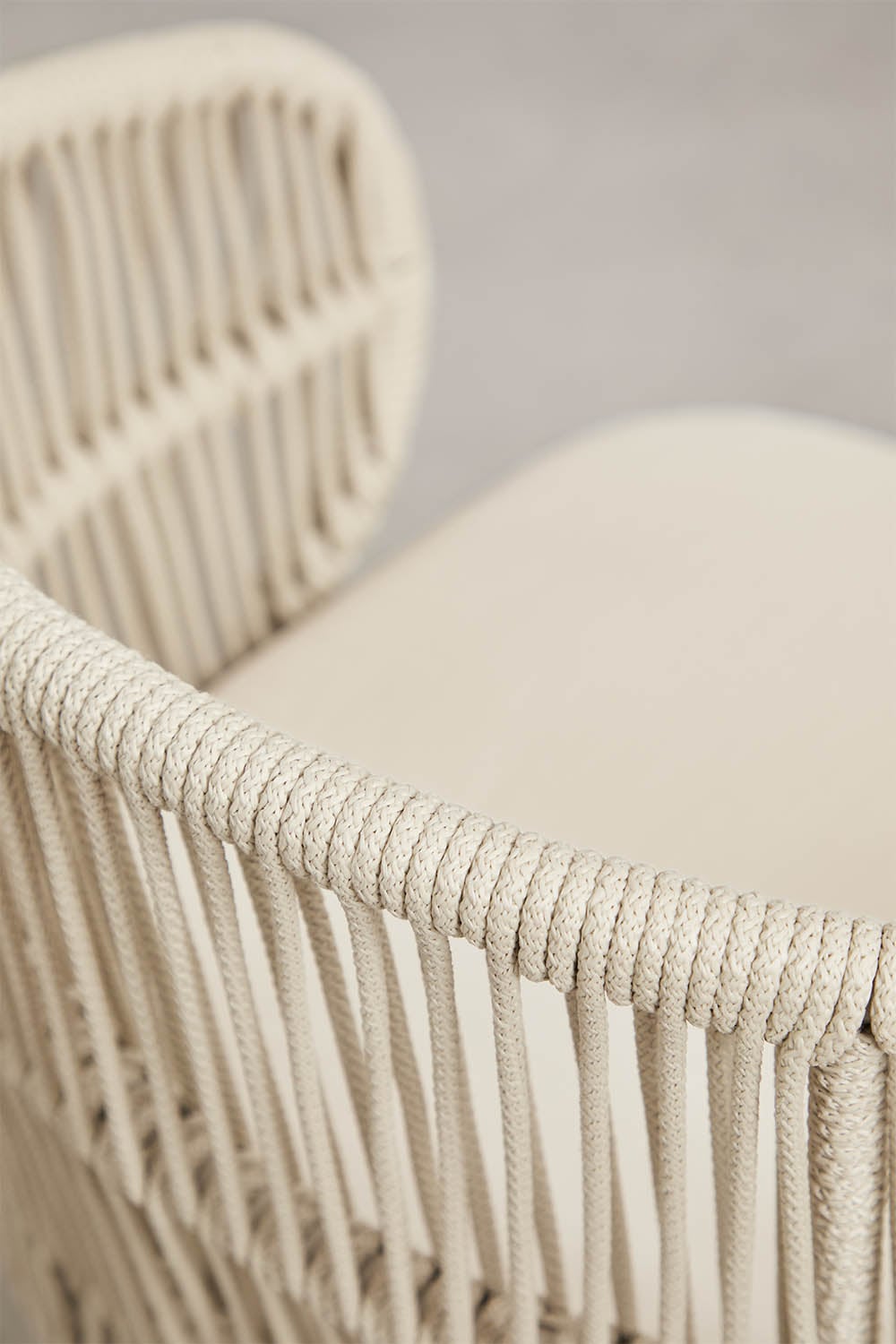 Pack van 4 tuinstoelen van acaciahout en gevlochten touw Capri, galerij beeld 7