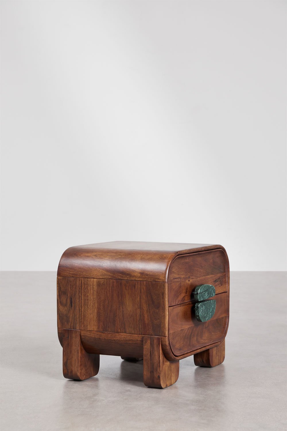Kistnachttafel rechthoekig 50x35 cm van mangohout en natuurlijke steen Kivalina, galerij beeld 5