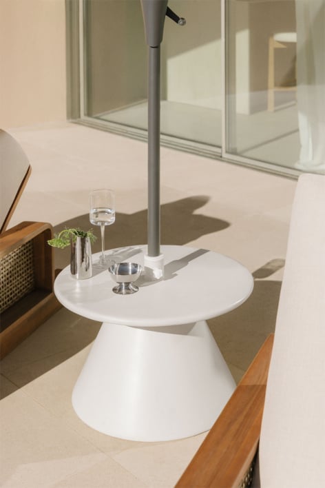 Parasolvoet met geïntegreerde ronde tafel Ø60 cm in Darwys cement