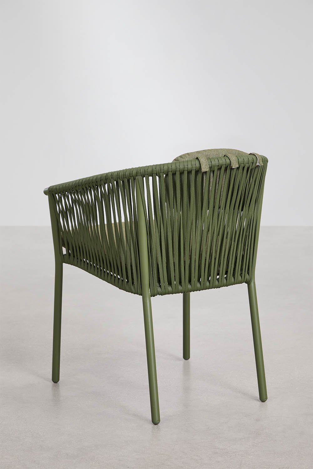 Set van 2 stapelbare tuinstoelen met armleuningen van aluminium en gevlochten touw Ondina, galerij beeld 3