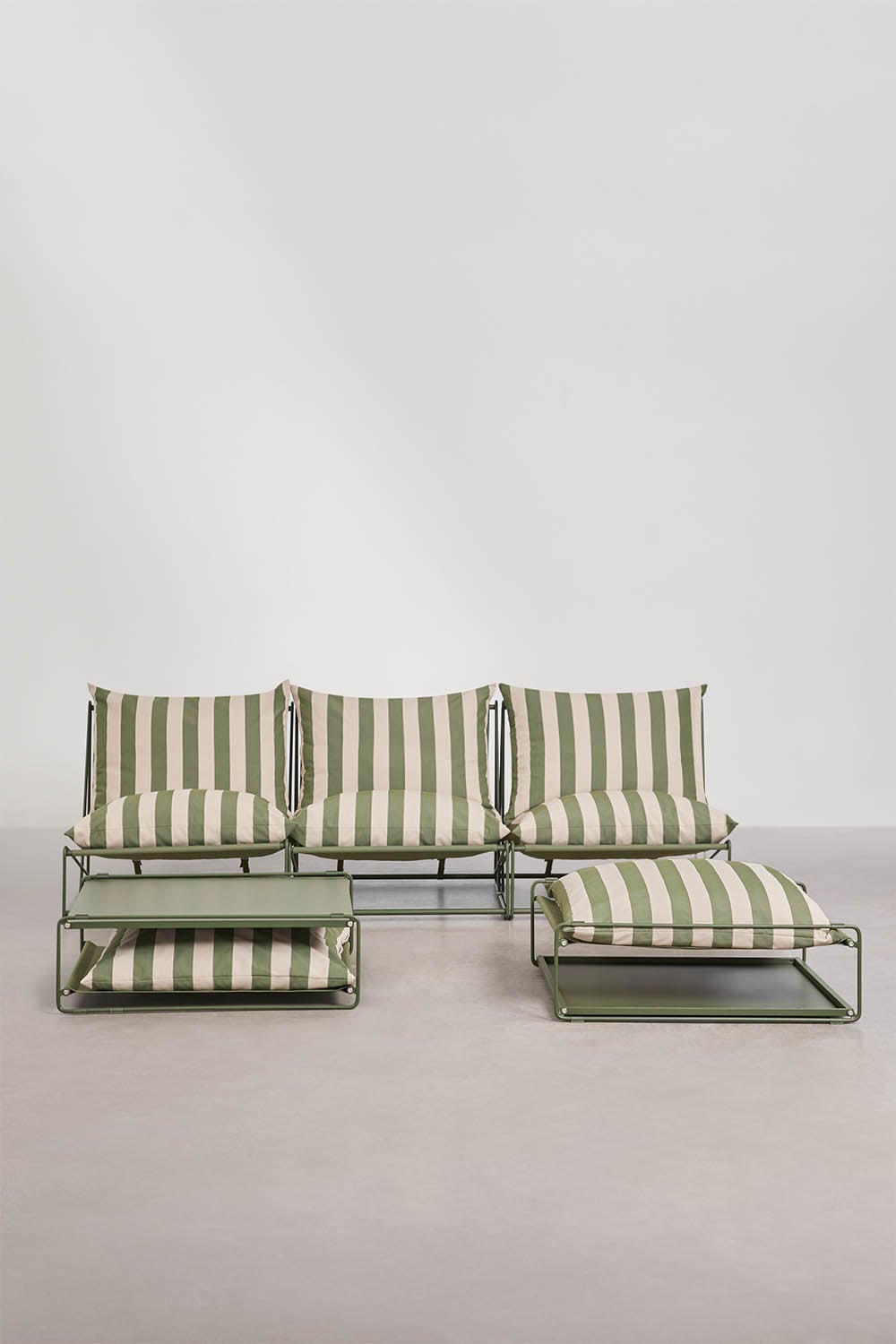 Amaro modulaire 3-delige loungeset met bijzettafel en omvormbare poef, galerij beeld 3