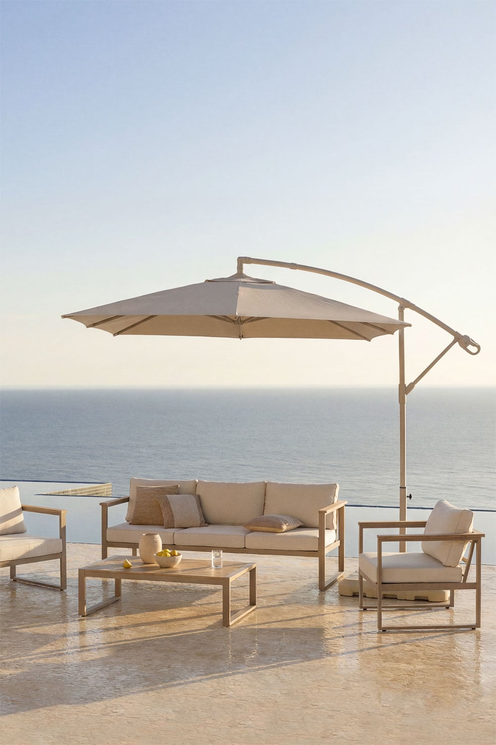 Parasol Ø295 cm van stof en staal Salina, galerij beeld 1