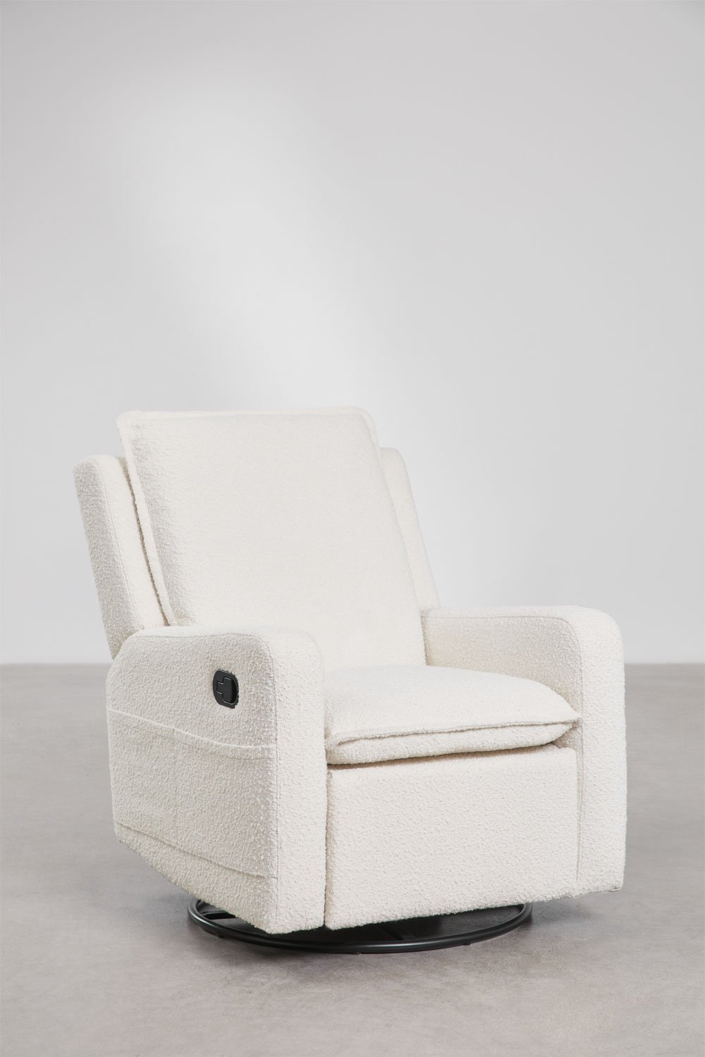 Draaibare en verstelbare fauteuil van Nolon bouclé stof, galerij beeld 1