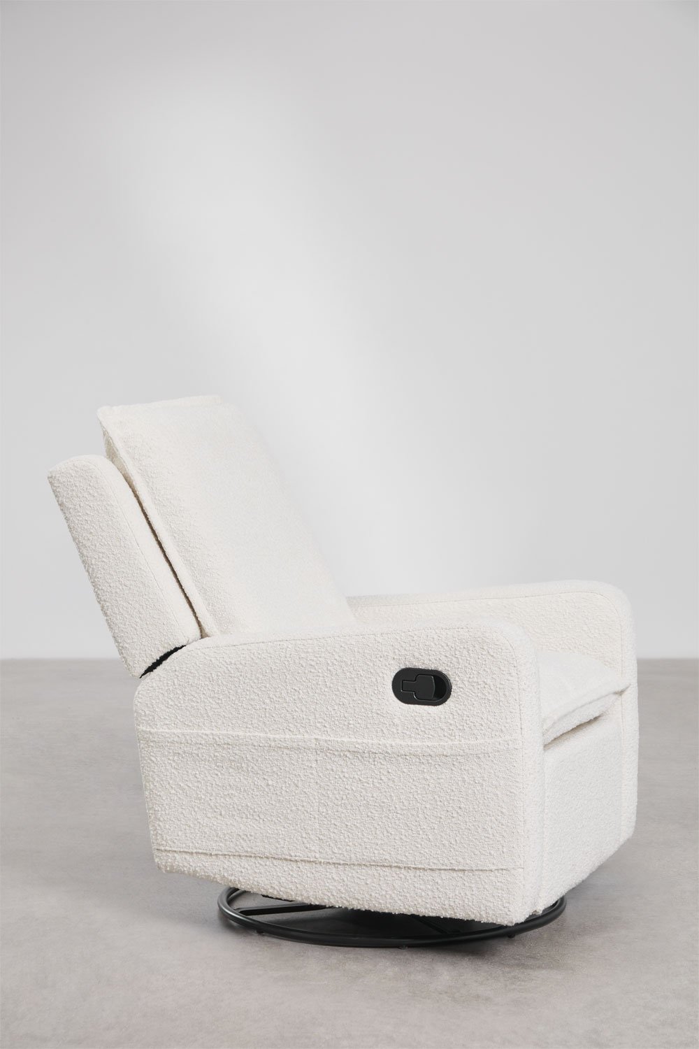 Draaibare en verstelbare fauteuil van Nolon bouclé stof, galerij beeld 4