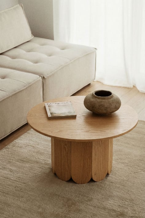 Ronde houten salontafel (Ø80 cm) Vinsey Style - Essenfineer