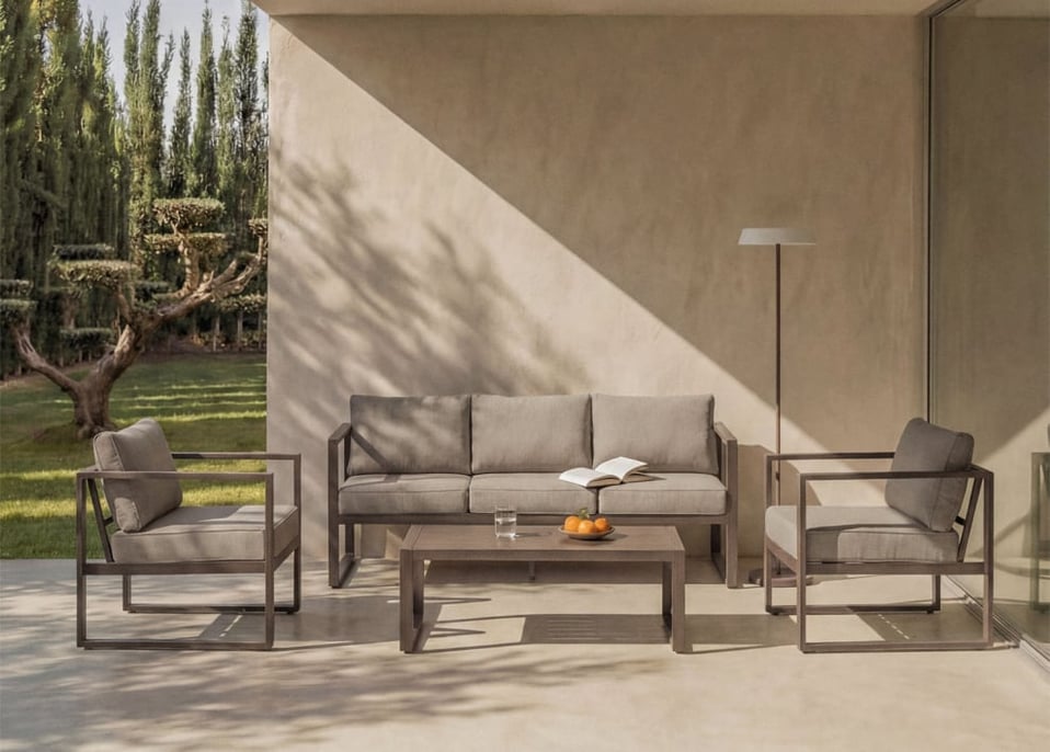 Tuinset met 3-zitsbank, 2 fauteuils en salontafel van aluminium Lipov