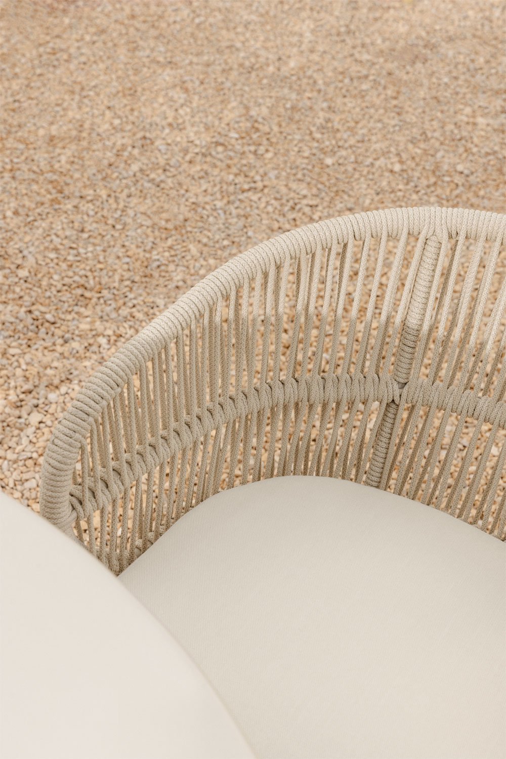 Pack van 4 tuinstoelen van acaciahout en gevlochten touw Capri, galerij beeld 2