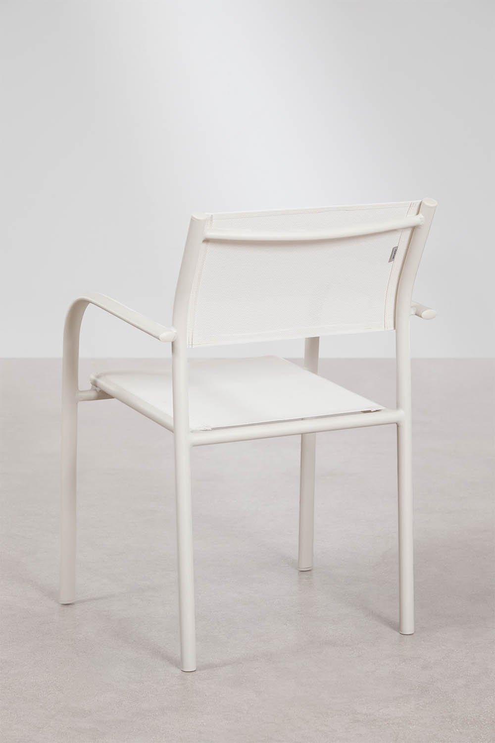 Stapelbare set van 2 tuinstoelen met armleuningen van aluminium Olenia, galerij beeld 3