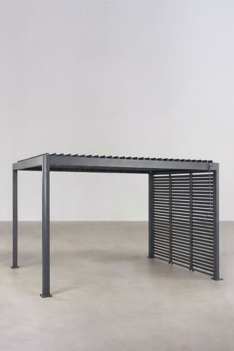 Bioclimatische pergola met lamellen en zijpaneel van aluminium Druvia