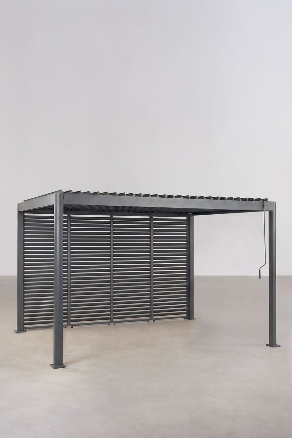 Bioclimatische pergola met lamellen en zijpaneel van aluminium Druvia, galerij beeld 1