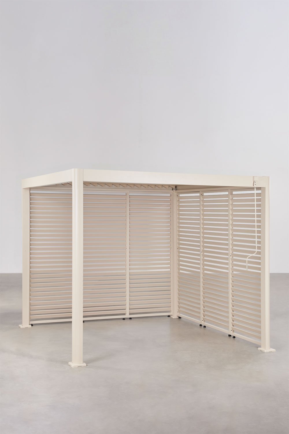 Bioclimatische pergola met lamellen en zijpanelen van aluminium Druvia, galerij beeld 1