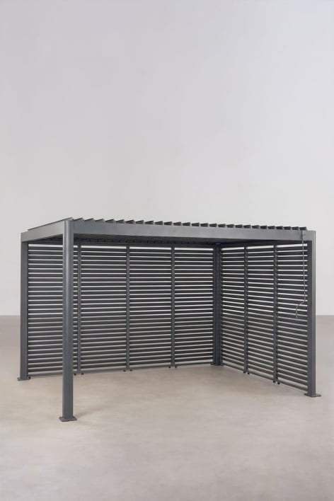 Bioclimatische pergola met lamellen en zijpanelen van aluminium Druvia