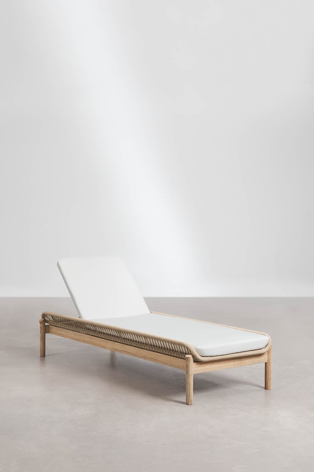 Set van 2 verstelbare ligstoelen van acaciahout en gevlochten touw Karvia, galerij beeld 3