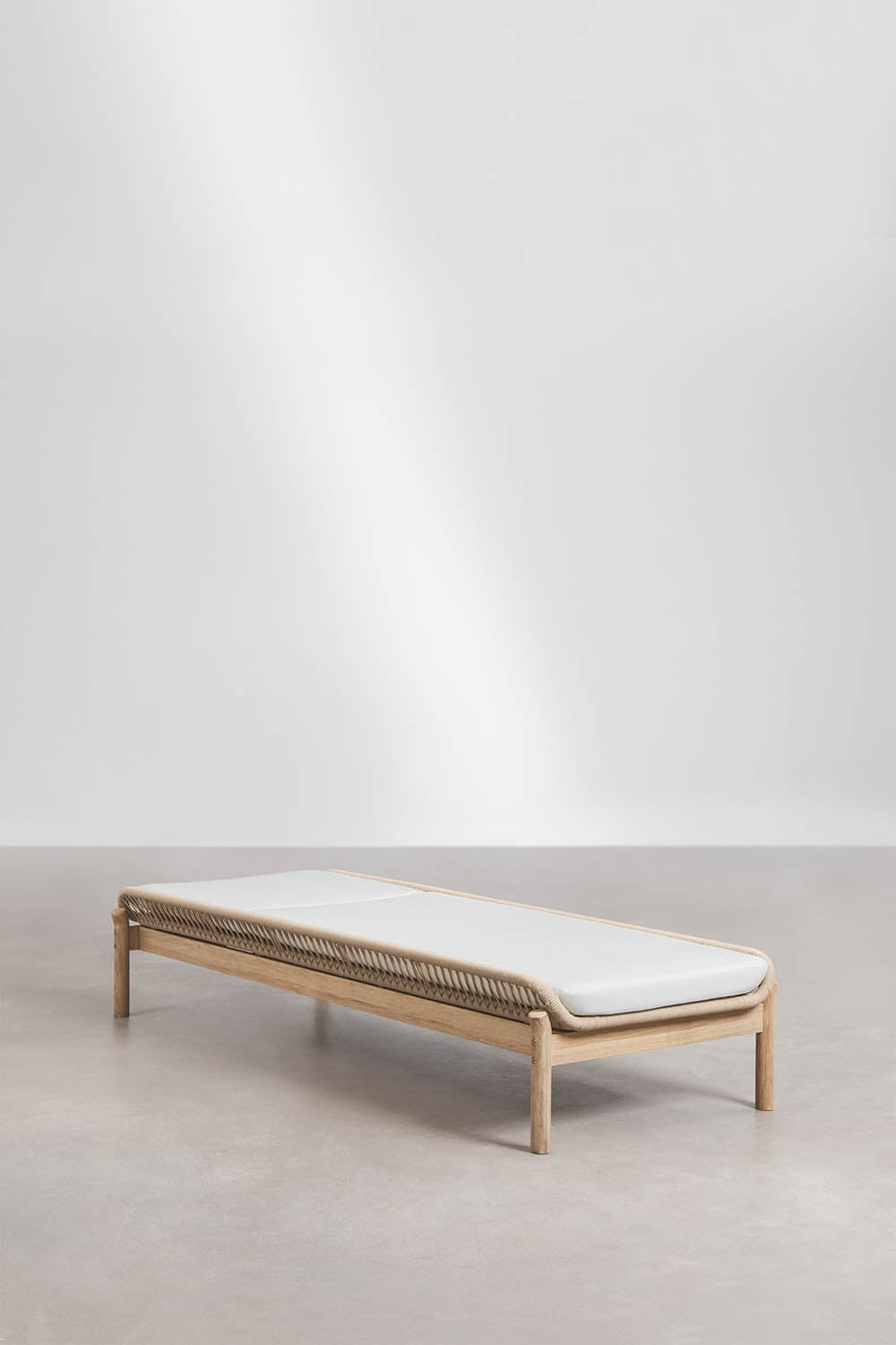 Set van 2 verstelbare ligstoelen van acaciahout en gevlochten touw Karvia, galerij beeld 4