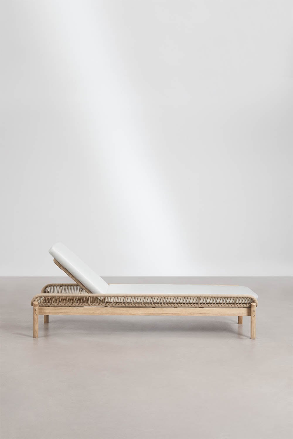 Set van 2 verstelbare ligstoelen van acaciahout en gevlochten touw Karvia, galerij beeld 5