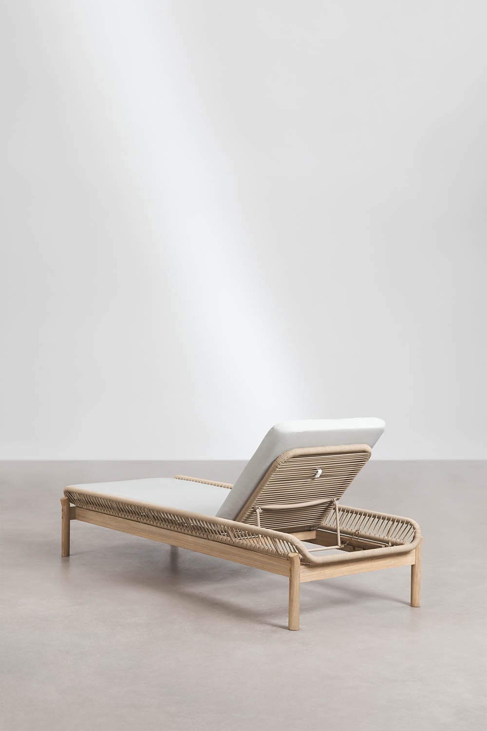 Set van 2 verstelbare ligstoelen van acaciahout en gevlochten touw Karvia, galerij beeld 6