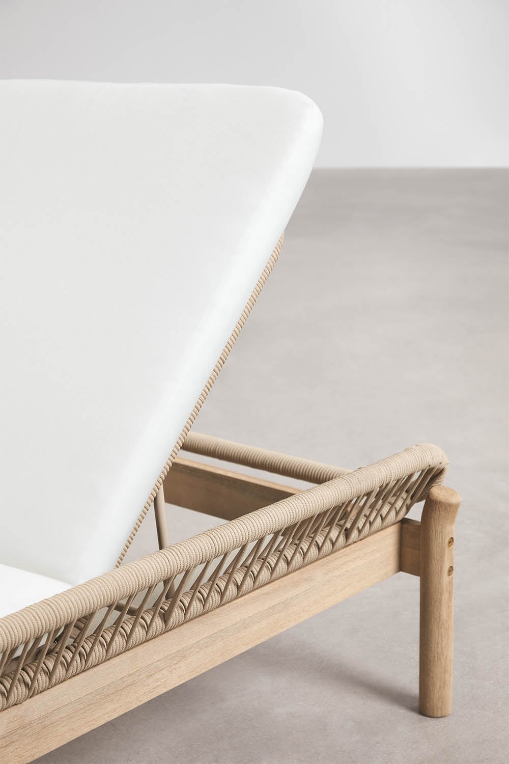Set van 2 verstelbare ligstoelen van acaciahout en gevlochten touw Karvia, galerij beeld 7