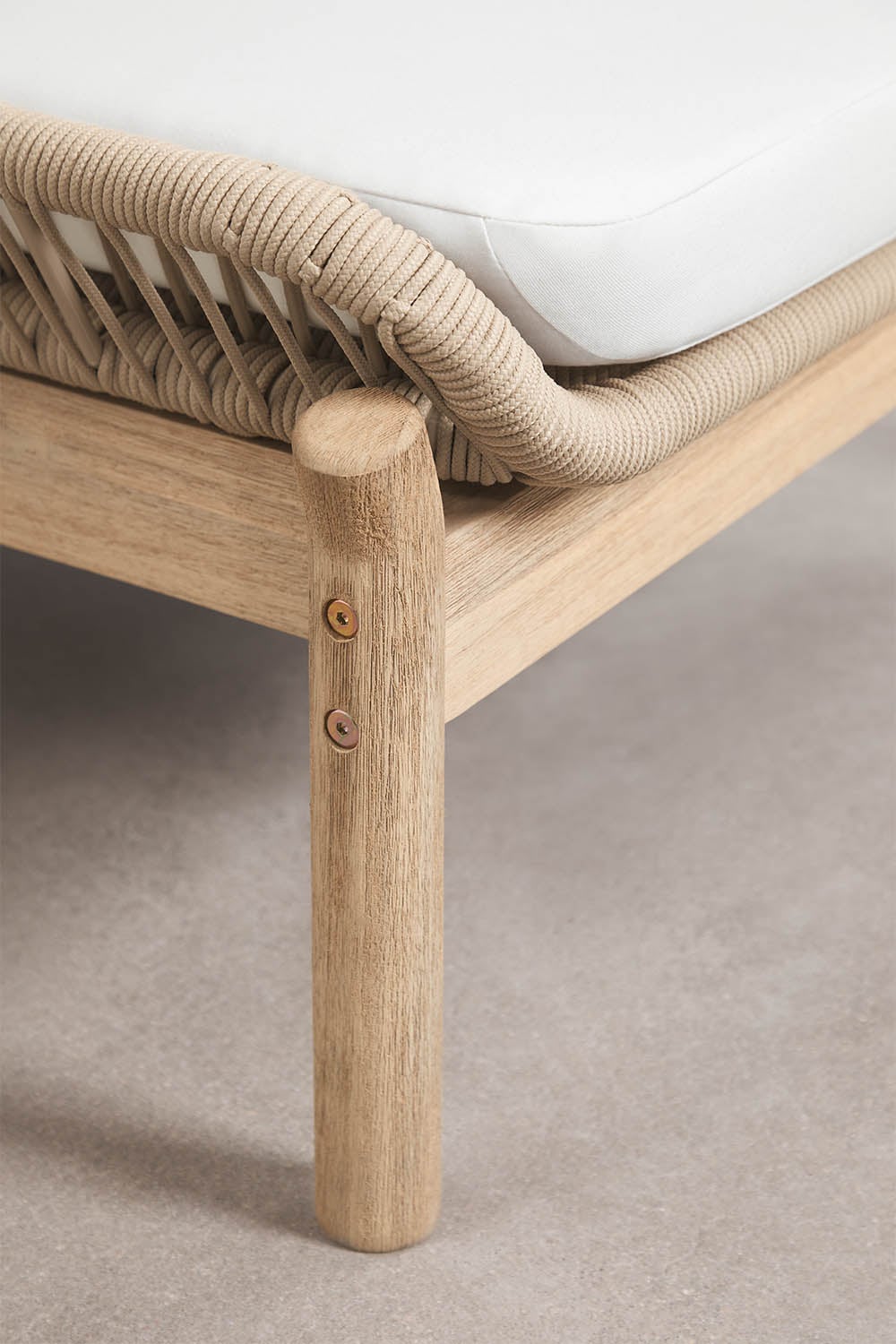 Set van 2 verstelbare ligstoelen van acaciahout en gevlochten touw Karvia, galerij beeld 8