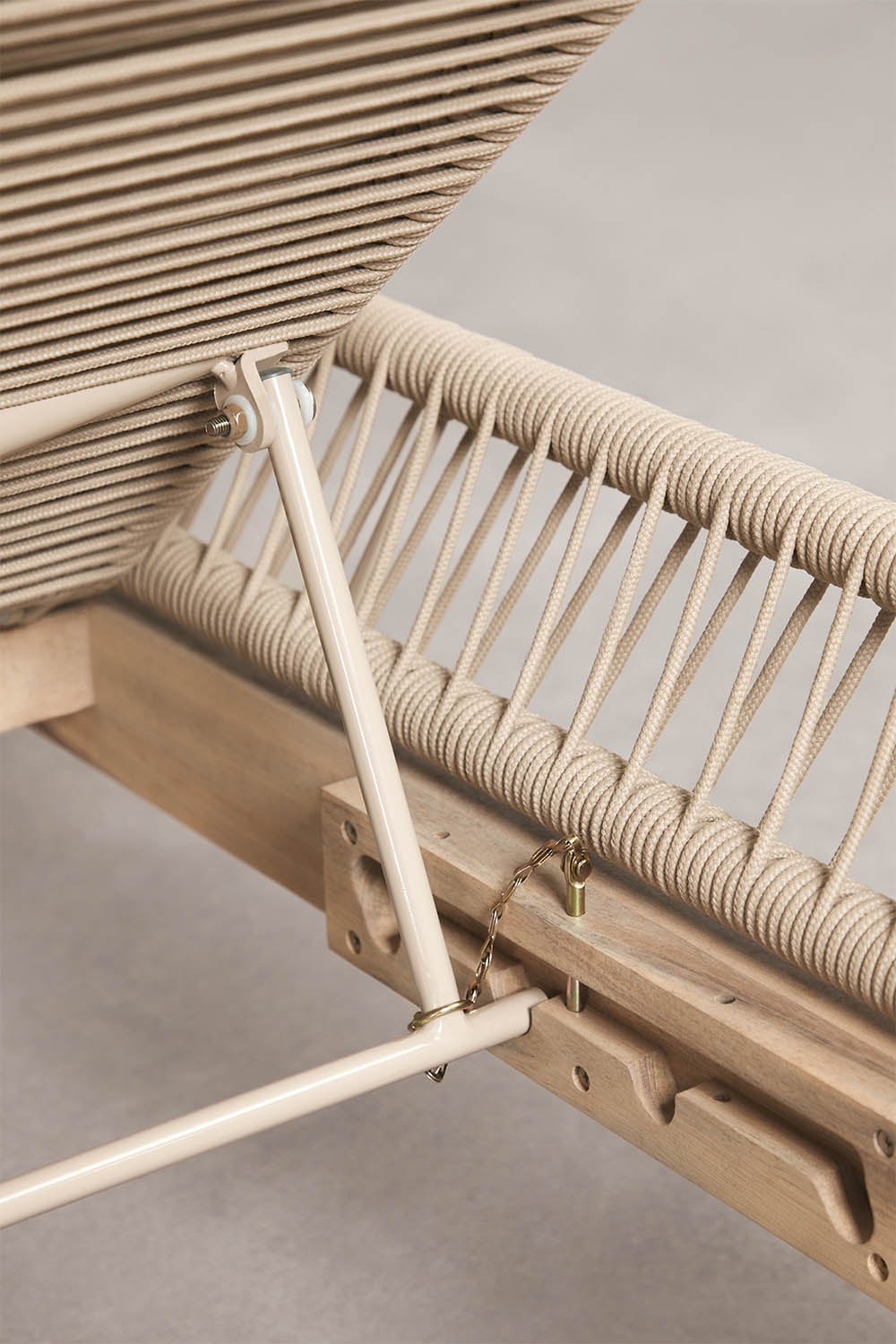 Set van 2 verstelbare ligstoelen van acaciahout en gevlochten touw Karvia, galerij beeld 9