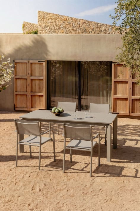 Rectangulaire uitschuifbare aluminium tuin tafel 180-300x100 cm Milenca