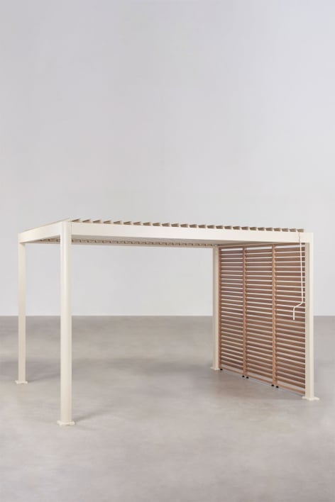 Bioclimatische pergola met lamellen en zijpaneel van aluminium Druvia